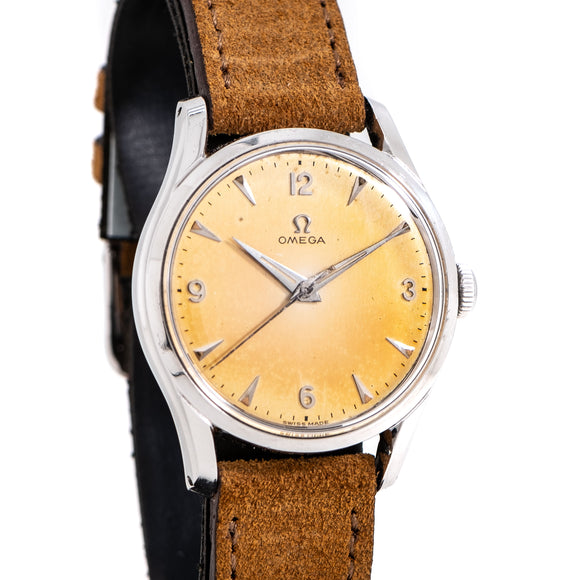 vintage omega wristwatch stainless steel dial shot