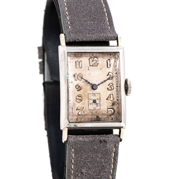 vintage bucherer rectangular watch dial shot