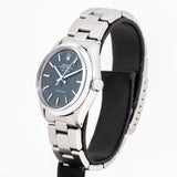 vintage rolex air king blue dial shot, side view