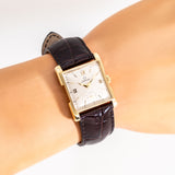 vintage omega square shaped watch, wrist shot