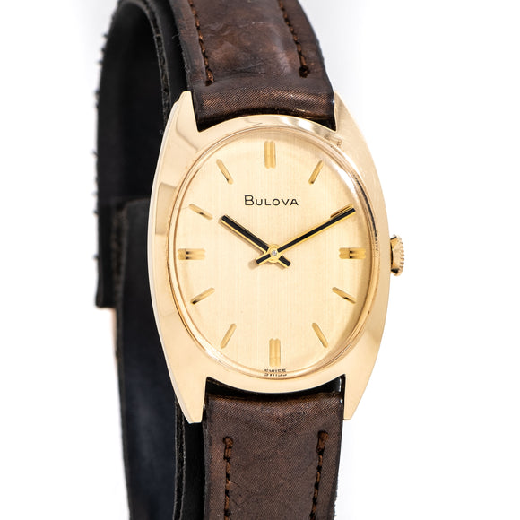 vintage bulova gold watch dial shot