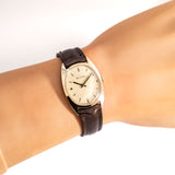 vintage bulova gold watch, wrist shot