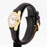 vintage omega ladies seamaster watch, side view crown shot