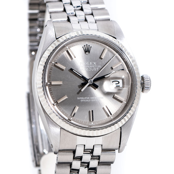 1976 Vintage Rolex Datejust Ref. 1601 Grey Ghost Dial in 14k White Gold & Stainless Steel (# 14811)