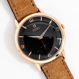 vintage omega black dial rose gold, dial shot