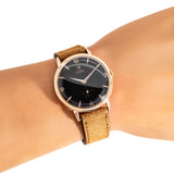 vintage omega black dial rose gold, wrist shot