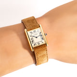 vintage cartier tank must de champagne ww, wrist shot close up