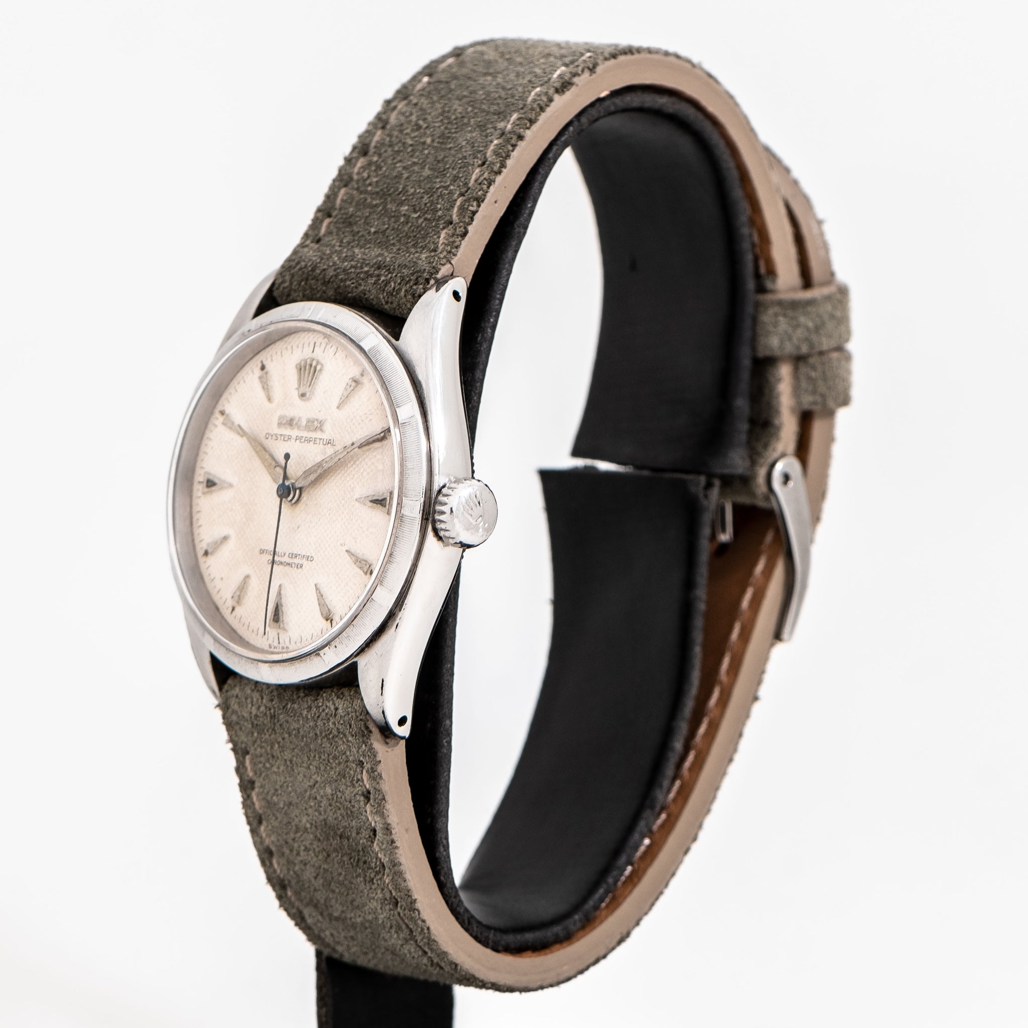 1954 Vintage Rolex Oyster Perpetual 34 Waffle Dial Chronometer Ref. 62 –  Second Time Around Watch Company