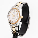 vintage rolex date two tone ww, side view with crown