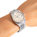 vintage rolex datejust linen 1980 ww, wrist shot close up