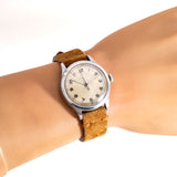 vintage omega ww2 wristwatch, wrist shot close up