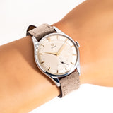 vintage omega jumbo ww, wrist shot close up