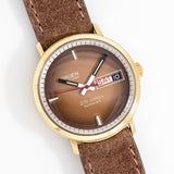 1970's Vintage Gruen Precision Gold Colored Base Metal & Stainless Steel Case Back Watch (# 14914)