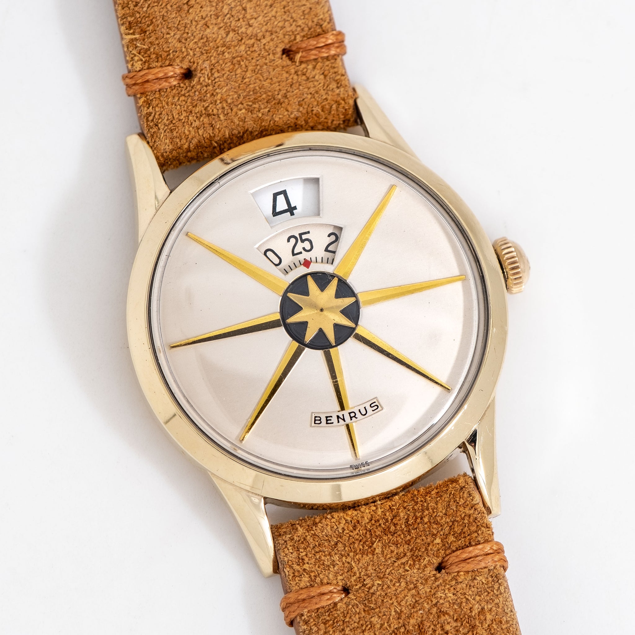 1960 s Vintage Benrus Dial O Rama Jump Hour Watch in 10k Yellow Gold F Second Time Around Watch Company