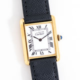 1990's Era Cartier Tank Must De 18k Yellow Gold Plated over Sterling Silver Watch (# 14956)