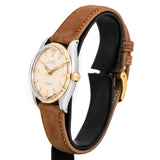 vintage rolex op two tone ww, case shot with crown view