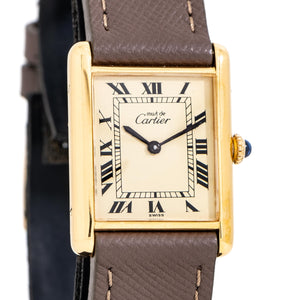 1990's Cartier Tank Must De 18k Yellow Gold Plated Watch (# 14963)