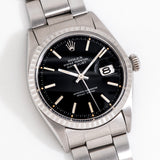 vintage rolex datejust matte black, on its back
