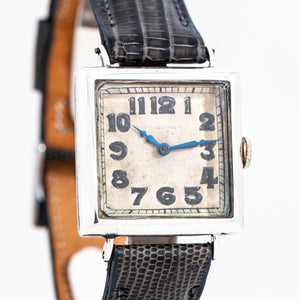 1909 Vintage Longines Square-Shaped Sterling Silver Watch (#14630)