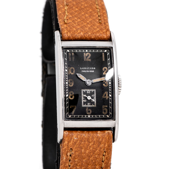 1937 Vintage Longines RARE Stainless Steel Rectangular-Shaped Watch (# 14989)