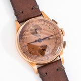 1950's Vintage Chronographe Suisse 2-Register Chronograph 18k Rose Gold Watch (# 14991)