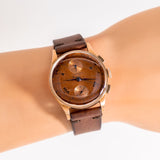 1950's Vintage Chronographe Suisse 2-Register Chronograph 18k Rose Gold Watch (# 14991)