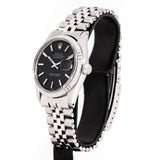 vintage rolex datejust matte black ww, side view with crown
