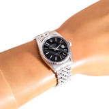 vintage rolex datejust matte black ww, wrist shot close up