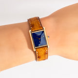 1990's Cartier Tank Must De Starry Night Dial with Box in 18k Yellow Gold Plated Sterling Silver (# 15015)