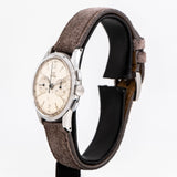 vintage omega chronograph ss, side of the case with crown angle