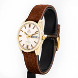 vintage omega seamaster day date ww, side view with crown