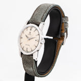 vintage omega seamaster ss ww, side view with crown
