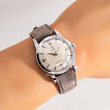 vintage omega seamaster ss ww, wrist shot close up