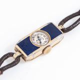 1935 Vintage Elgin Ladies Sized Blue Enamel Painted 14k Yellow Gold Filled Watch (# 14233)