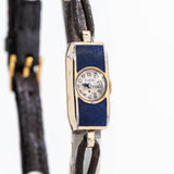 1935 Vintage Elgin Ladies Sized Blue Enamel Painted 14k Yellow Gold Filled Watch (# 14233)