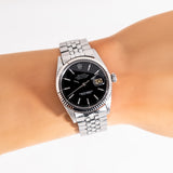 1964 Vintage Rolex Datejust Ref. 1601 Matte Black Dial, 14k White Gold & Stainless Steel Watch (# 15052)