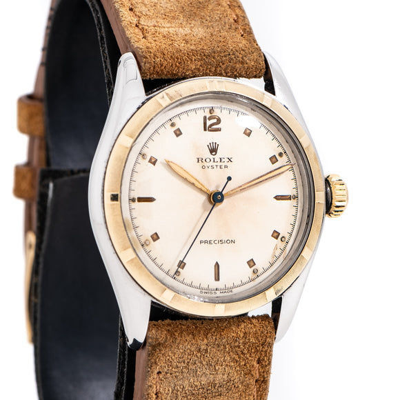 1949 Vintage Rolex Oyster Precision Ref. 5059 Two-Tone, 14K Yellow Gold & Stainless Steel Watch (# 15054)