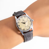 vintage omega seamaster ww, wrist shot close up