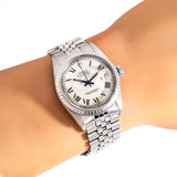 vintage rolex datejust buckley ww, wrist shot close up