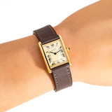 vintage cartier tank md champagne, wrist shot close up