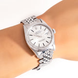 vintage rolex datejust ss, wrist shot close up