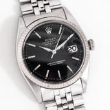 1961 Vintage Rolex Datejust Ref. 1601 Black Dial in 14k White Gold & Stainless Steel (# 15903)