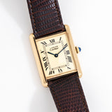 1990's Cartier Tank Must De 18k Yellow Gold Plated Sterling Silver Watch (# 15074)