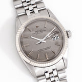 1971 Vintage Rolex Datejust Sigma Linen Dial Ref. 1601 14k White Gold & Stainless Steel Watch ( #15906)