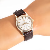 vintage omega constellation ww, wrist shot close up
