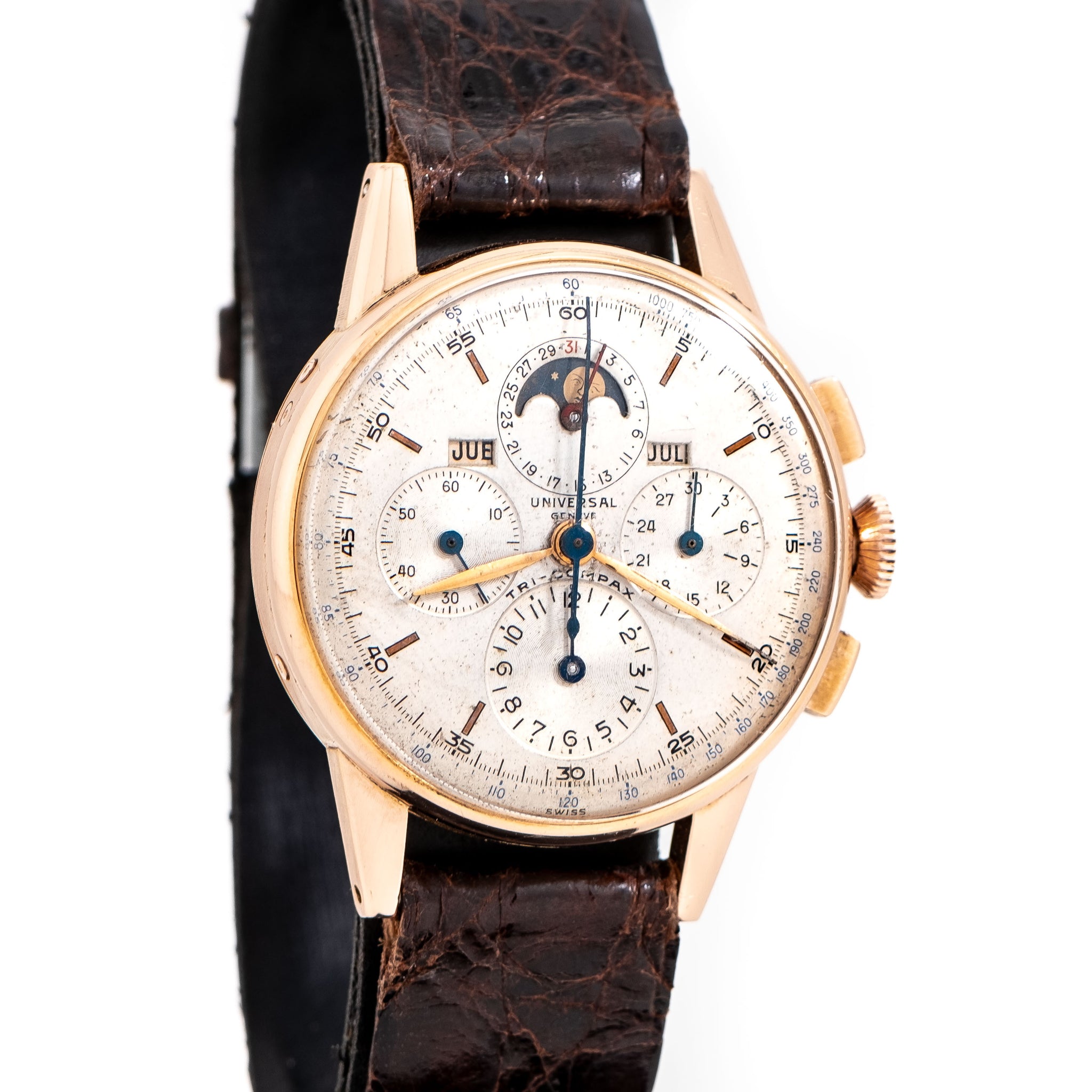 【セール中】1950-1960年代ヴィンテージSLOAN社置時計 JW0009 1950's Vintage Angelus Jumbo Chronograph Cal. 215 Stainless Steel