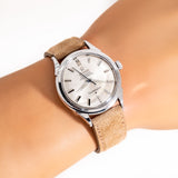 vintage omega constellation ww, wrist shot close up