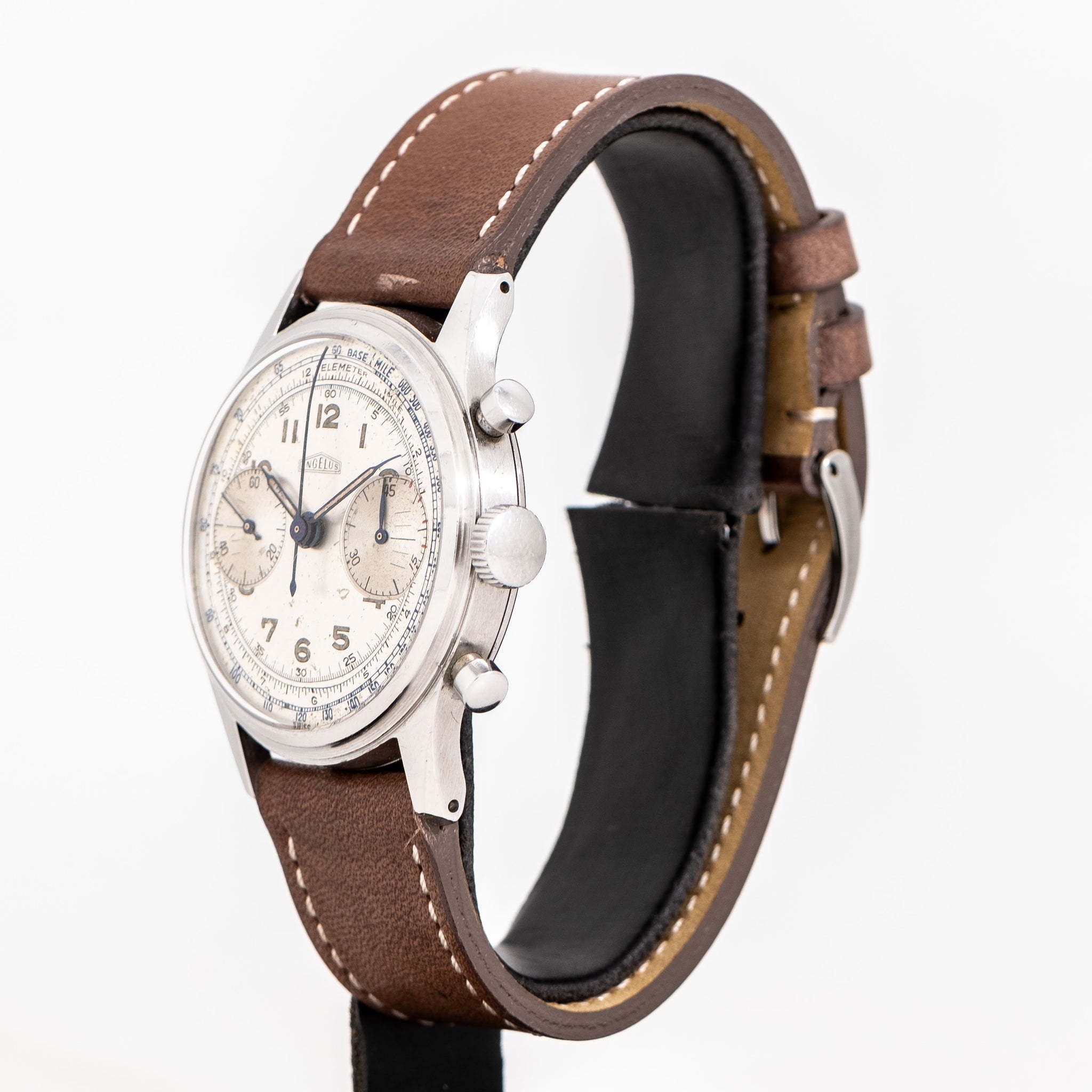 【セール中】1950-1960年代ヴィンテージSLOAN社置時計 JW0009 1950's Vintage Angelus Jumbo Chronograph Cal. 215 Stainless Steel