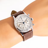 angelus chronograph ww, wrist shot close up