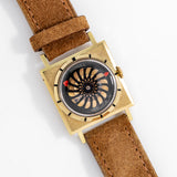 1980's Vintage Ernest Borel Men's Sized KALEIDOSCOPE Cocktail Watch in 24k Yellow Gold Plated Stainless Steel (# 14273)